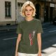 Oversized Olive T-Shirt With Mechanical Hand Holding Gun Graphic