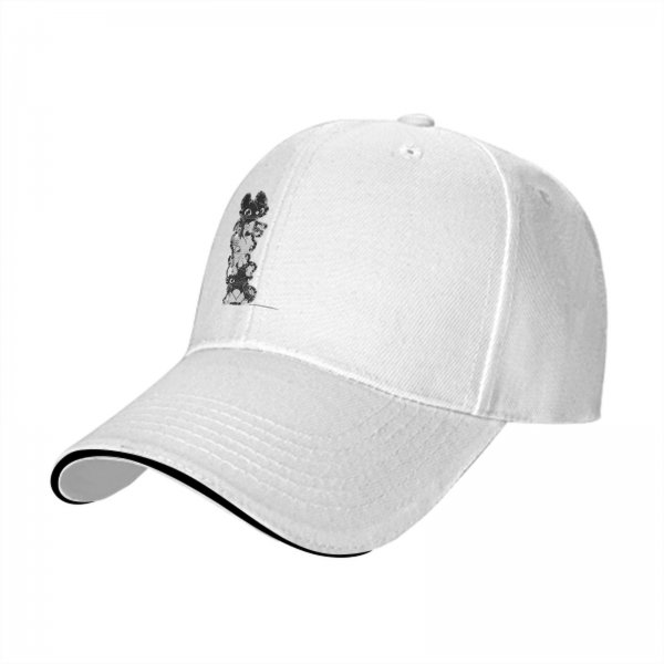 Black Baseball Cap With Stacked Cartoon Creature Graphic