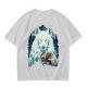 Olive T-Shirt With White Wolf And Howling Wolf Moon Graphic
