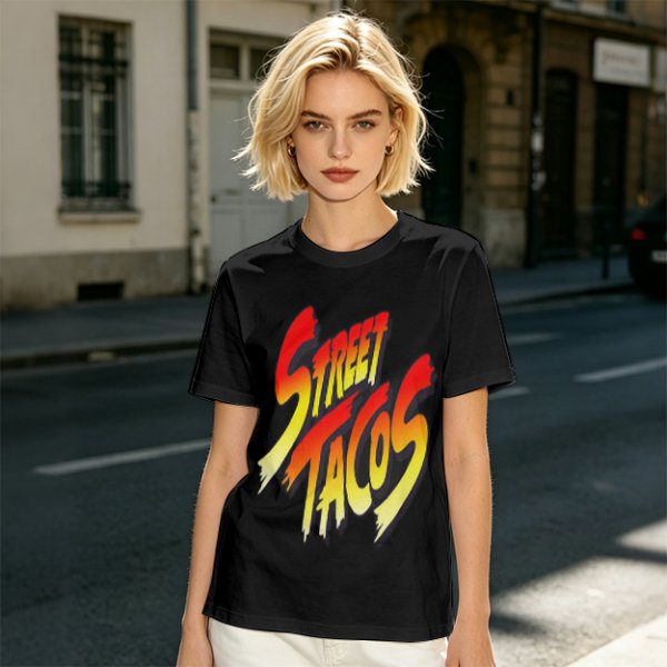 Olive Green T-Shirt With Street Tacos Gradient Graphic Print