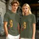 Olive T-Shirt With Cartoon Running Hamburger Character Print