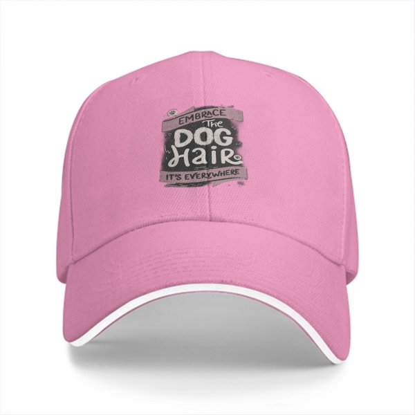 Black baseball cap with 'Embrace The Dog Hair It's Everywhere' print