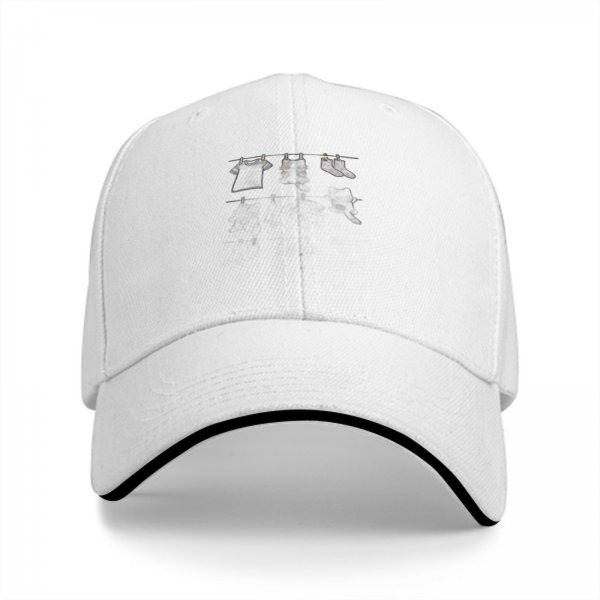 Black Baseball Cap With Clothesline Laundry Graphic Design