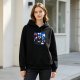 Black hoodie with anime witch and cat window print