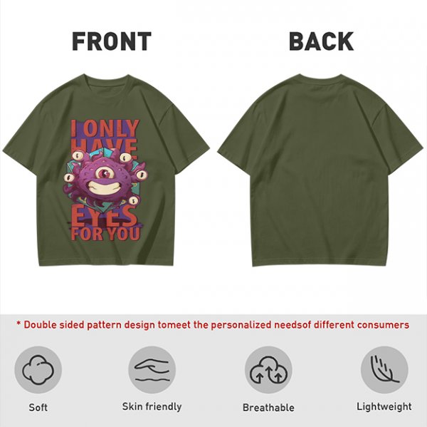 Olive T-Shirt With Beholder Monster 'I Only Have Eyes For You' Print