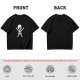 Olive green t-shirt with cute cartoon skeleton graphic