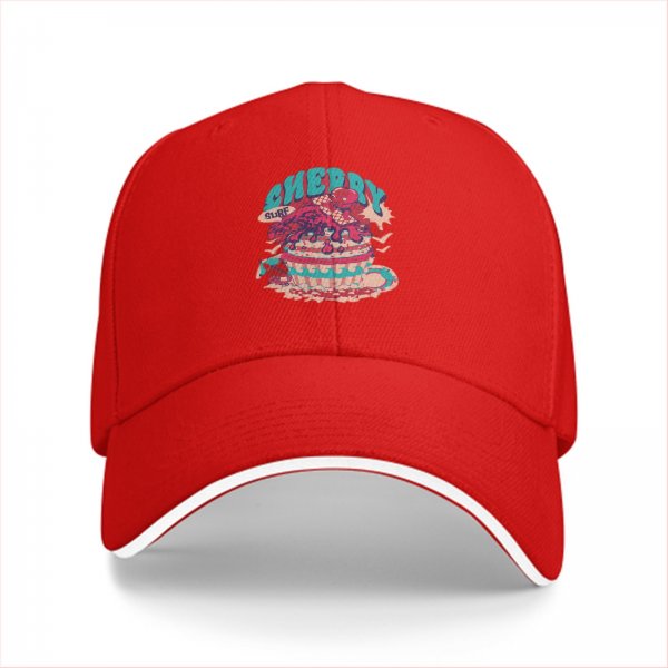 Black Baseball Cap With Cherry Surf Dessert Graphic Print
