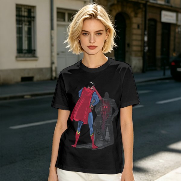 Olive T-shirt with Superman Laser Eyes Art Print