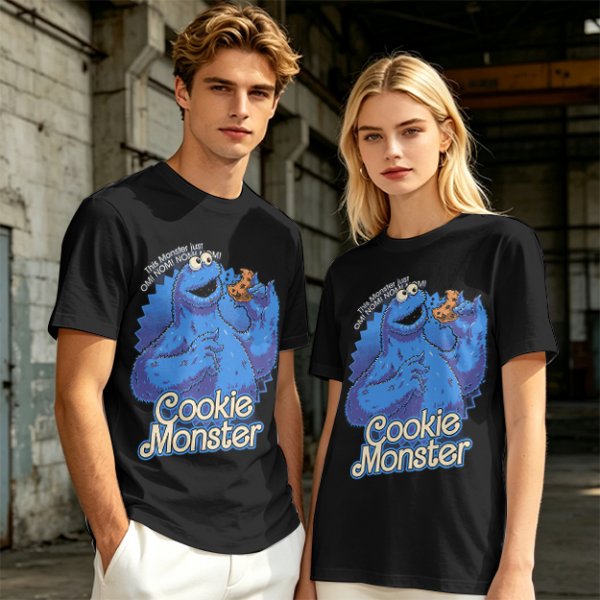 Olive Green Cookie Monster T-Shirt with Cookie Graphic