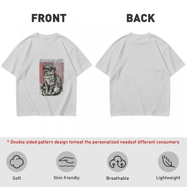Olive T-Shirt with Cool Sunglass Wearing Tabby Cat Graphic