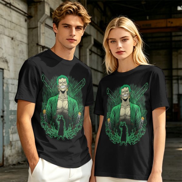 One Piece Roronoa Zoro Graphic Print Olive T-Shirt