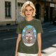 Olive Green T-Shirt with Totoro Holding Piranha Plant Print