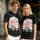 Olive green t-shirt with cherry blossom festival dog character print