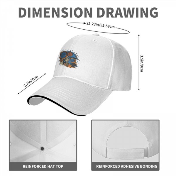 Black Baseball Cap With Fantasy Dice Splash Art Design