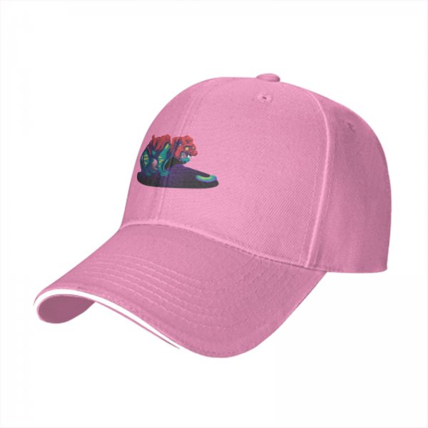 Black Baseball Cap With Psychedelic Colorful Beast Graphic Print