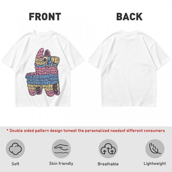 Olive T-Shirt With Colorful Donkey Pinata Graphic Print