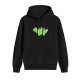 Black Hoodie With Cute Green Dinosaur Graphic Print