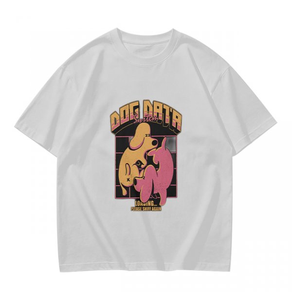 Olive green graphic t-shirt with dog data system print