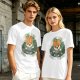 Olive t-shirt with cute brain character and 'Cute But Ous' print
