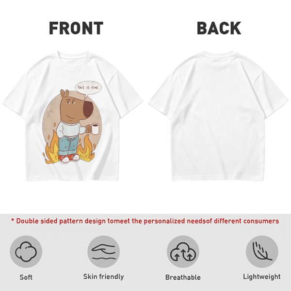 Olive T-Shirt Featuring the 'This Is Fine' Dog Meme Art