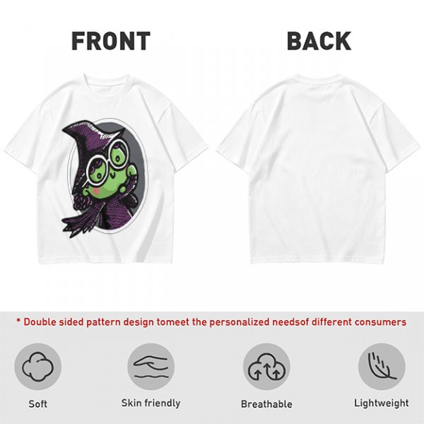 Olive T-Shirt With Cute Green Witch Wearing Glasses Graphic