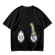 Oversized Olive T-Shirt With Sad Clouds And Rainbow Drip Graphic