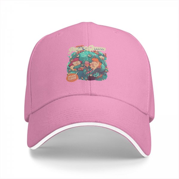 Black Baseball Cap with Psychedelic Ice Cream Monster Graphic Print