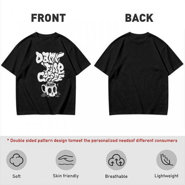Olive Graphic T-Shirt With 'Damn Fine Coffee' Skull Mug Print