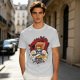 Olive T-Shirt with Retro Anime Lion Character Graphic