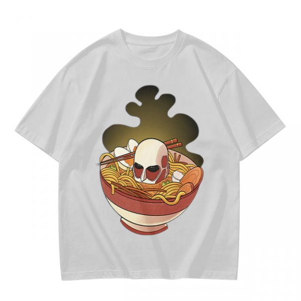 Olive T-Shirt With Skull Ramen Bowl Graphic