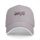 Black baseball cap with cartoon characters eating at table print