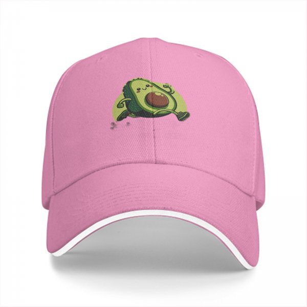Black Baseball Cap With Cute Running Avocado Graphic