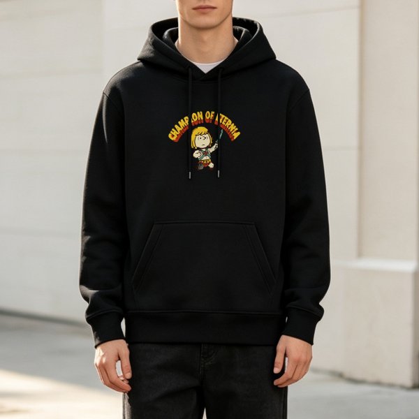 Champion of Eternia Cartoon Character Graphic Black Hoodie