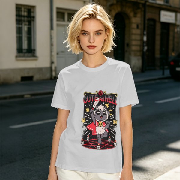 Olive Graphic T-Shirt With Cute As Hell Cult Lamb Print