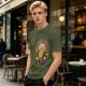 Olive T-Shirt with Retro Summer Power Corn Character Print