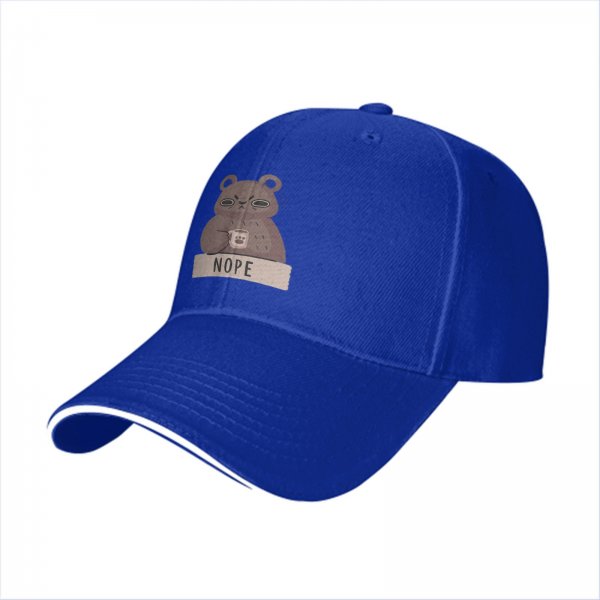 Black Baseball Cap With Grumpy Bear Holding Coffee Mug And Nope Text