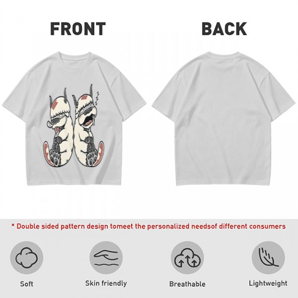 Olive T-Shirt With Two Sleepy Sky Bison Character Prints