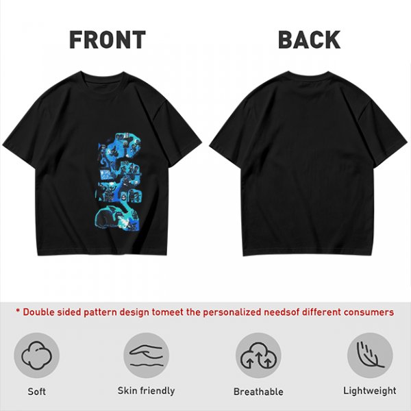 Olive Green T-Shirt with Blue Abstract Graphic Print