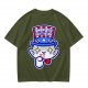 Olive T-Shirt With Patriotic Cat 'I Want You Right Meow' Print