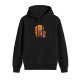Black hoodie with a cute frog in pumpkin hat sitting on a chair graphic