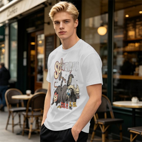 Olive Green T-Shirt With Superhero Animal Squad Graphic Print