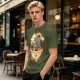 Olive T-Shirt Featuring Godzilla Eating Ramen Noodles