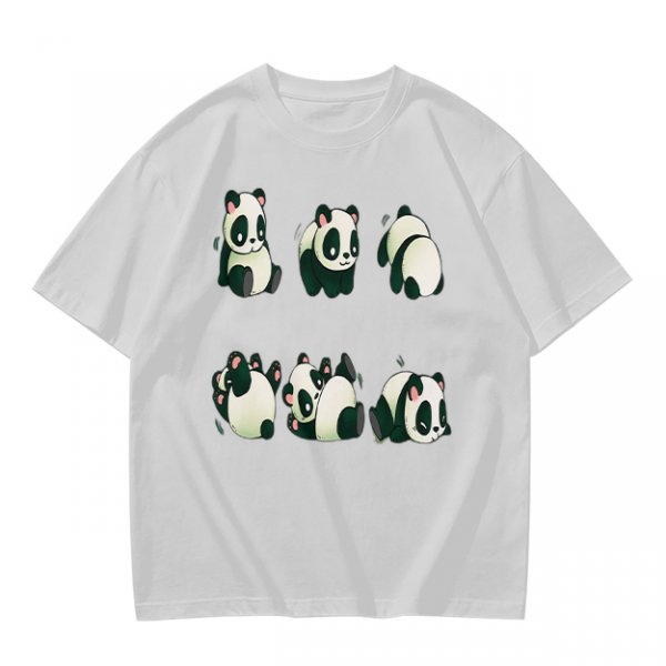 Olive T-Shirt With Cute Rolling Panda Graphic Prints
