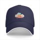 Black baseball cap with cute breakfast food character print