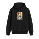 Black Hoodie With Japanese Style Sunset Wave Graphic Print