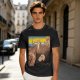 Olive T-Shirt With Surreal Cat Art Print