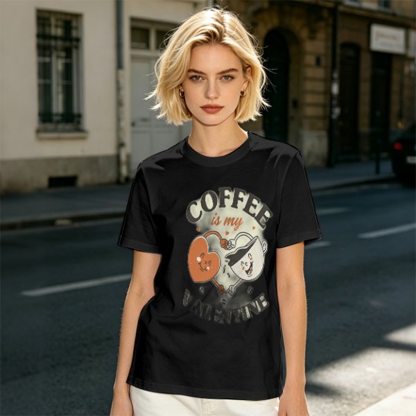 Coffee Is My Valentine Graphic T-Shirt For Coffee Lovers