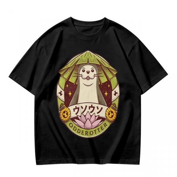 Otter with Straw Hat Graphic Tee Design