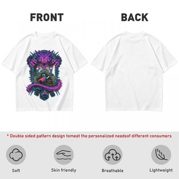 Dungeon Dragon and Warrior Graphic T-Shirt for Fantasy Game Fans