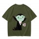 Olive T-Shirt With Tired Vampire Holding Bat Mug Graphic